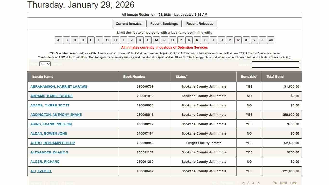 Detention Services - Inmate Roster